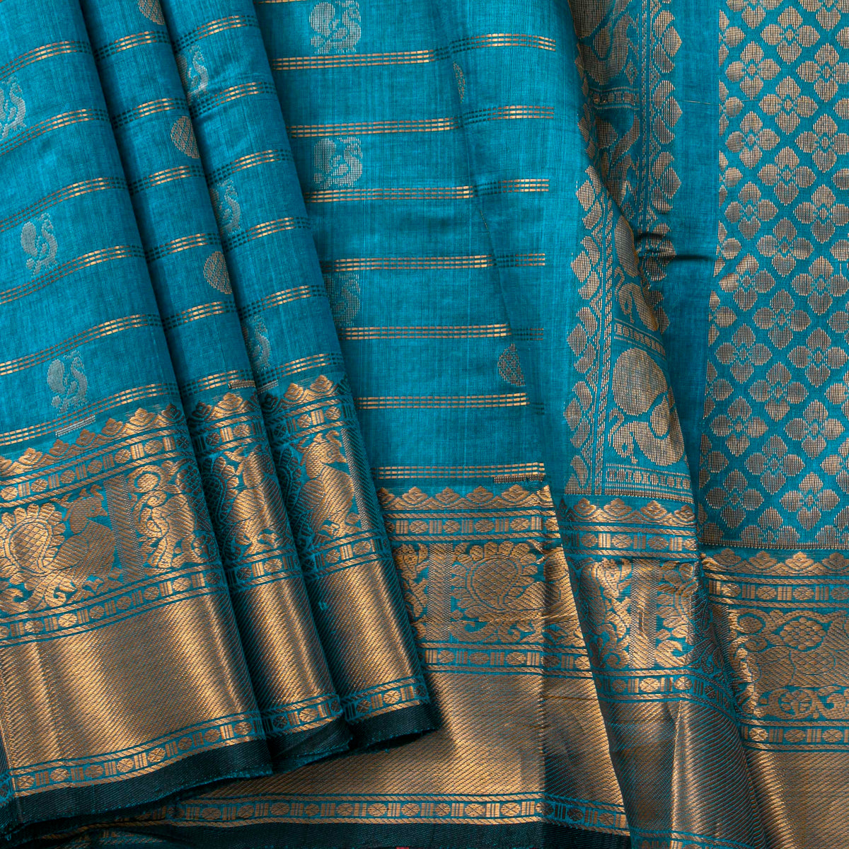 Blue Kanchi Silk Cotton Saree For Festive Wear VP SC 242