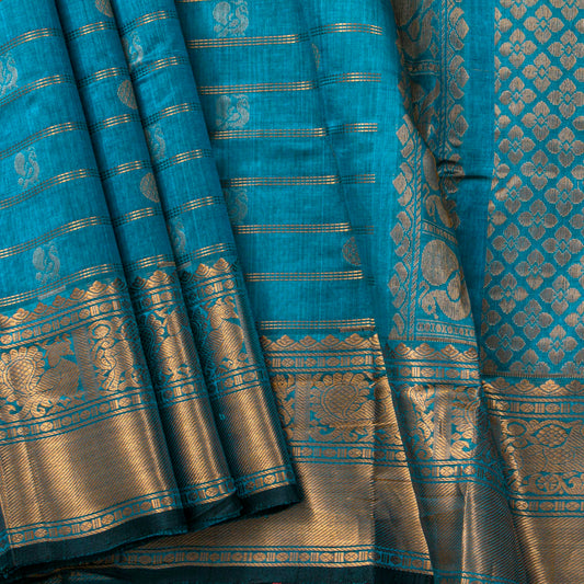 Blue Kanchi Silk Cotton Saree For Festive Wear VP SC 242