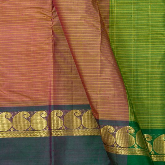 Brown And Green Kanchipuram Silk Saree For Festive Wear PV NYC 1862