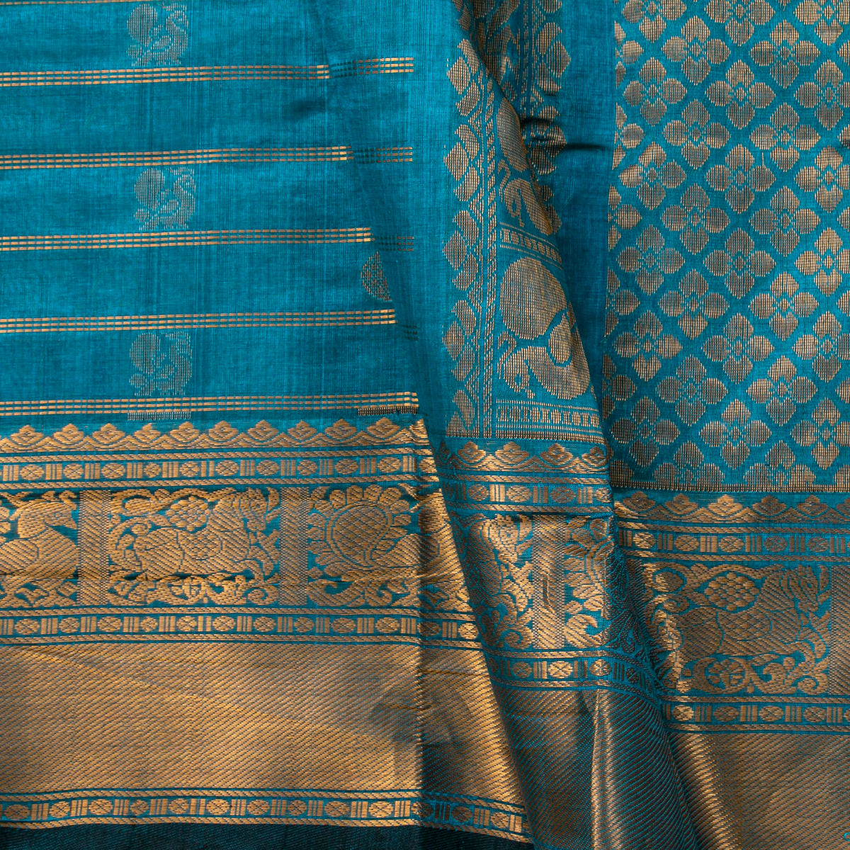 Blue Kanchi Silk Cotton Saree For Festive Wear VP SC 242
