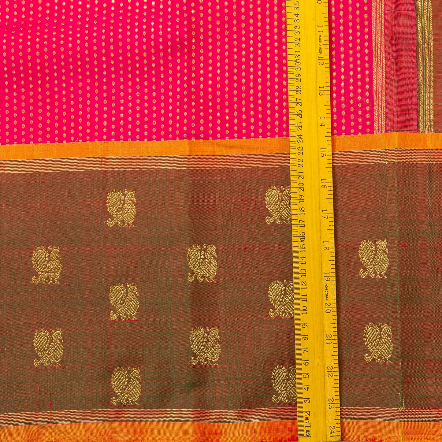 Pink And Maanthulir Green Kanchipuram Silk Saree For Wedding Wear PV NYC 1753 - Silk Sari - Panjavarnam PV NYC 1753