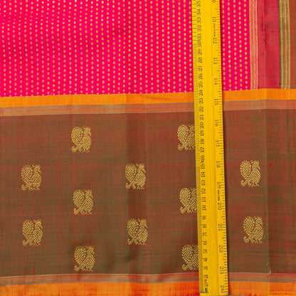 Pink And Maanthulir Green Kanchipuram Silk Saree For Wedding Wear PV NYC 1753 - Silk Sari - Panjavarnam PV NYC 1753