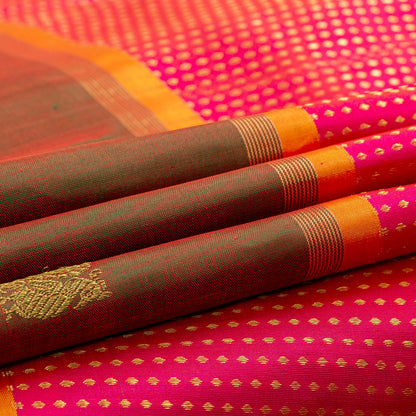 Pink And Maanthulir Green Kanchipuram Silk Saree For Wedding Wear PV NYC 1753 - Silk Sari - Panjavarnam PV NYC 1753