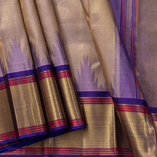 Lavender And Blue Kanchipuram Silk Saree For Bridal Wear PV NYC 1767 - Silk Sari - Panjavarnam PV NYC 1767