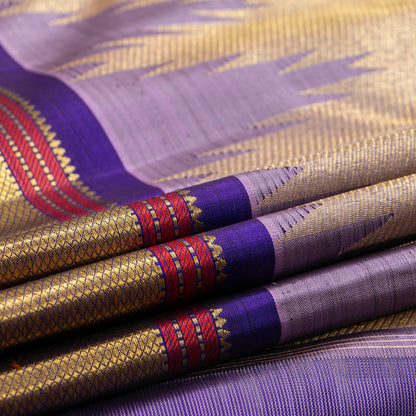 Lavender And Blue Kanchipuram Silk Saree For Bridal Wear PV NYC 1767