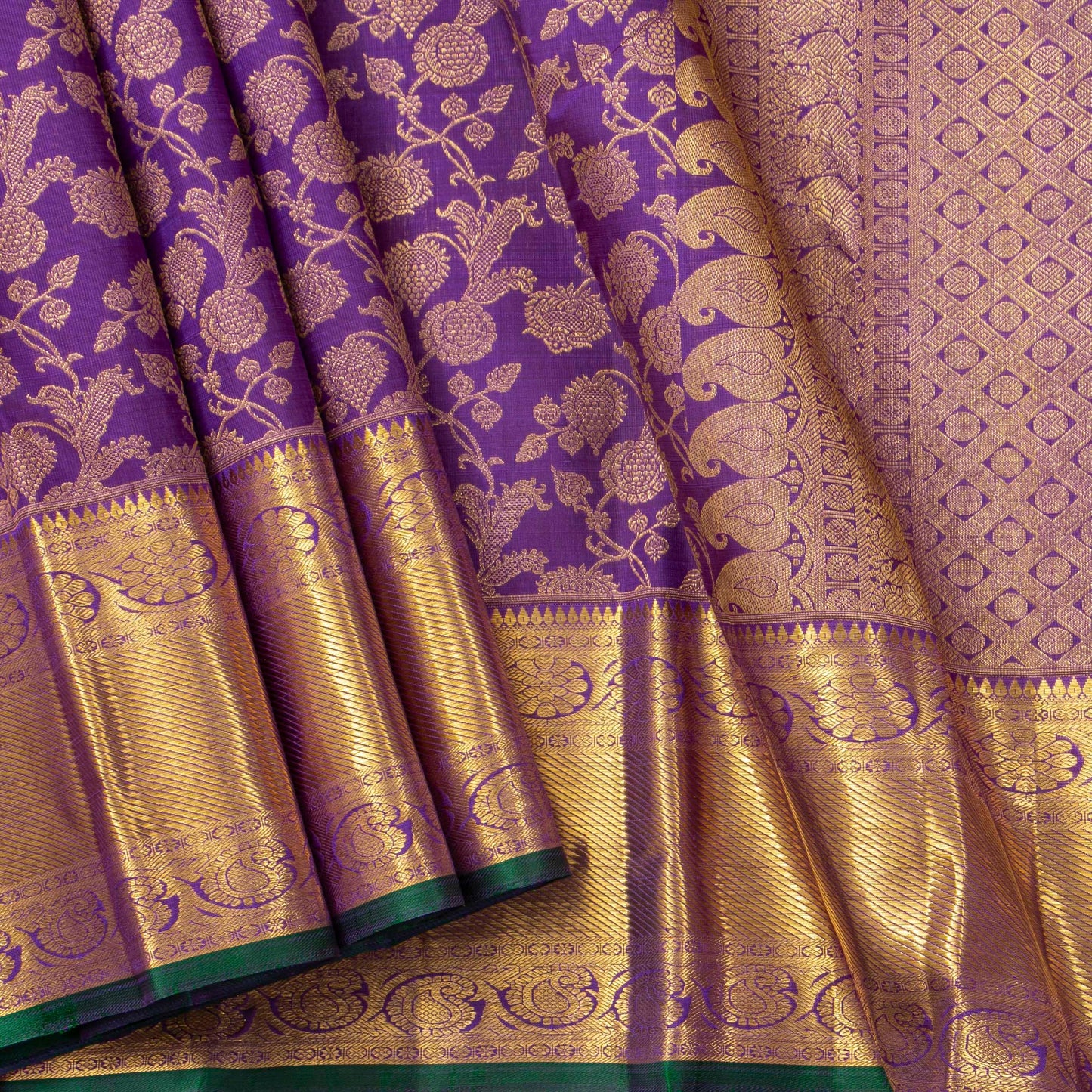 Purple And Gold Kanchipuram Silk Saree For Bridal Wear PV NYC 1770
