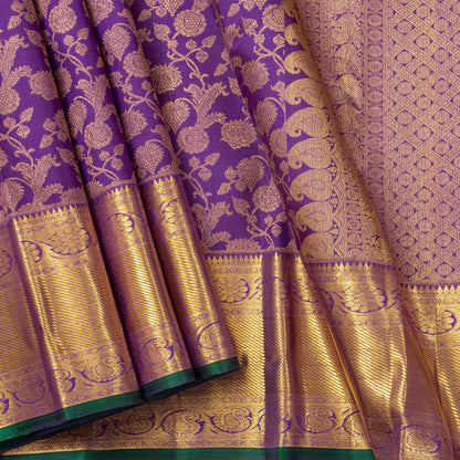 Purple And Gold Kanchipuram Silk Saree For Bridal Wear PV NYC 1770