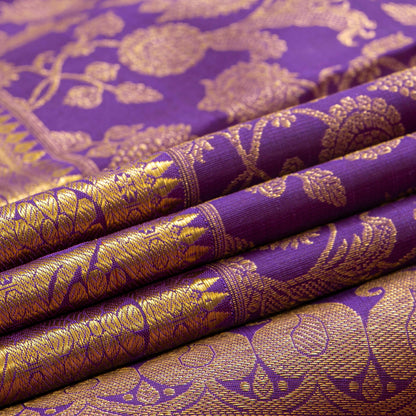 Purple And Gold Kanchipuram Silk Saree For Bridal Wear PV NYC 1770