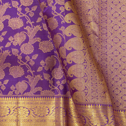 Purple And Gold Kanchipuram Silk Saree For Bridal Wear PV NYC 1770