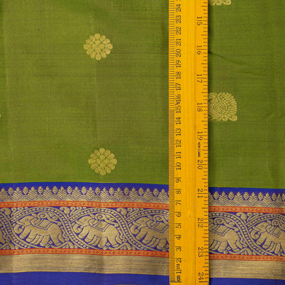 Olive Green And Royal Blue Kanchipuram Silk Saree For Festive Wear PV NYC 1815
