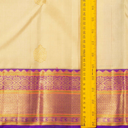 Beige And Purple Kanchipuram Silk Saree For Wedding Wear PV NYC 1924