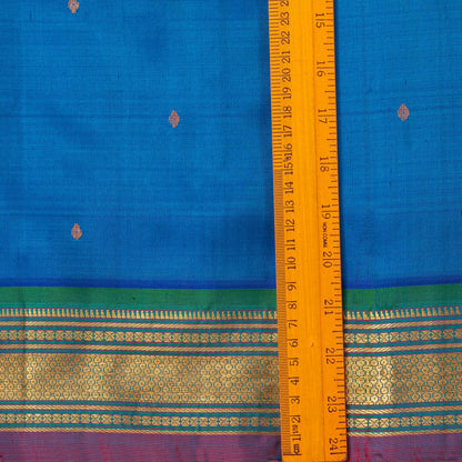 Blue And Turquoise Kanchipuram Silk Saree With Zari Butta For Festive Wear PV NYC 1816