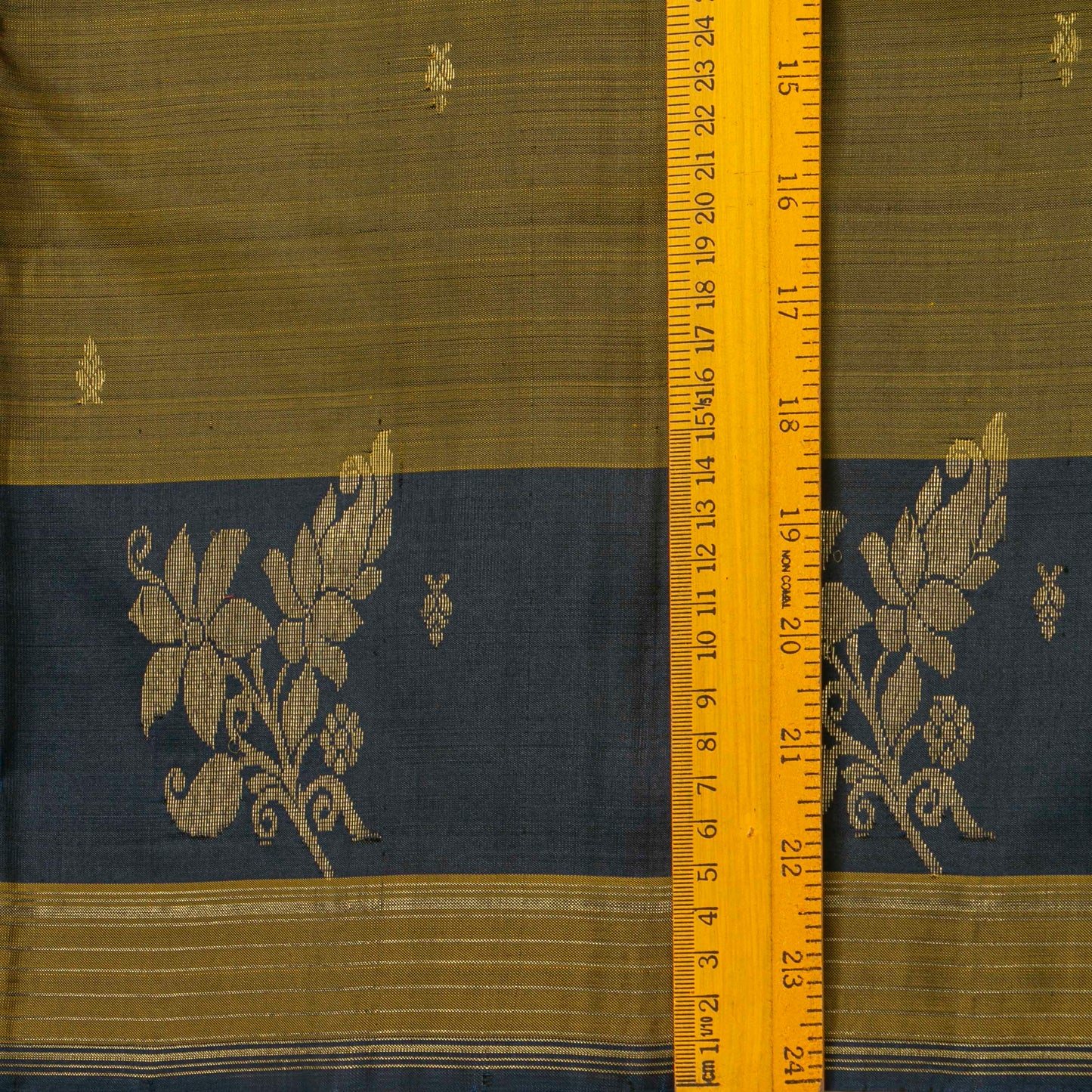 Mehandi Green And Navy Blue Kanchipuram Silk Saree For Festive Wear PV NYC 1865