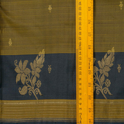 Mehandi Green And Navy Blue Kanchipuram Silk Saree For Festive Wear PV NYC 1865