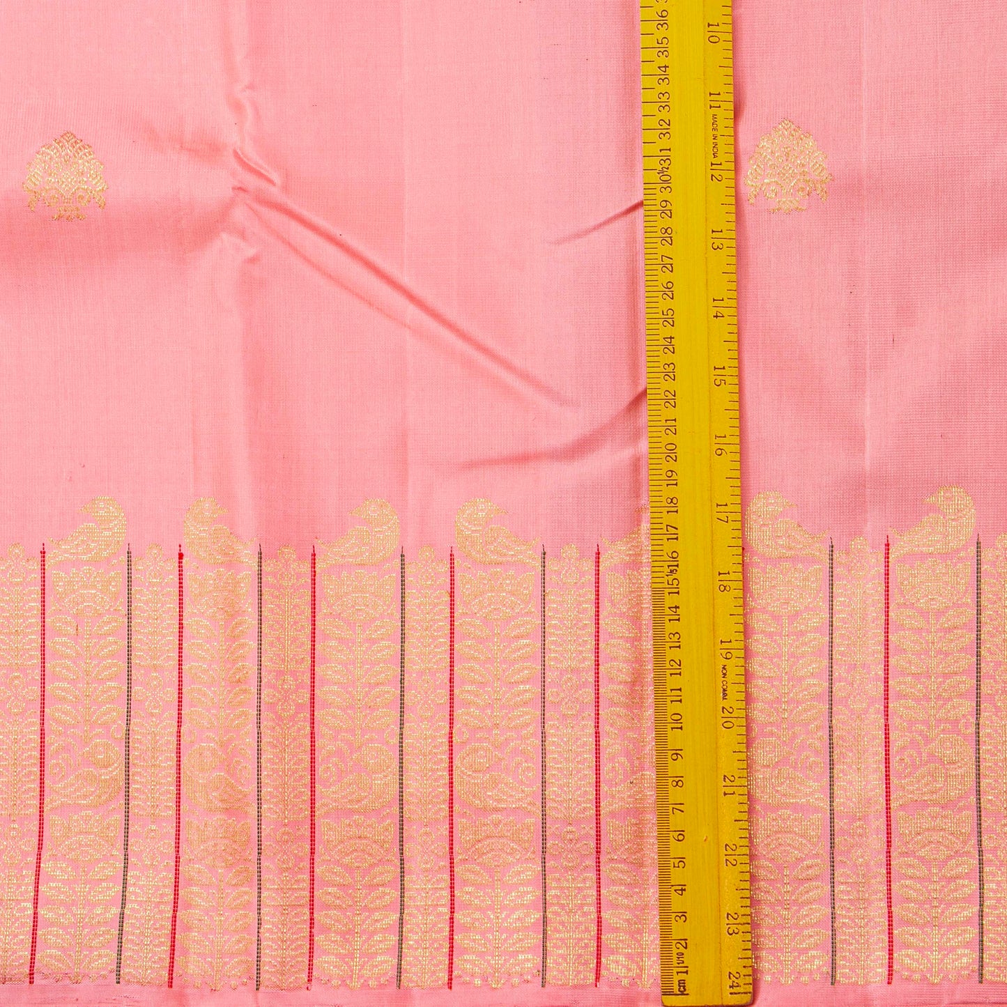 Pastel Pink And Green Kanchipuram Silk Saree For Wedding Wear PV NYC 1851