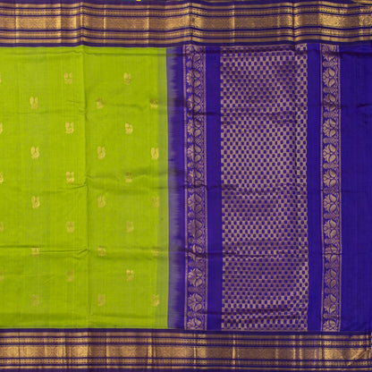 Green And Violet Kanchi Silk Cotton Saree For Festive Wear VP SC 228