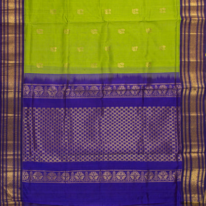 Green And Violet Kanchi Silk Cotton Saree For Festive Wear VP SC 228