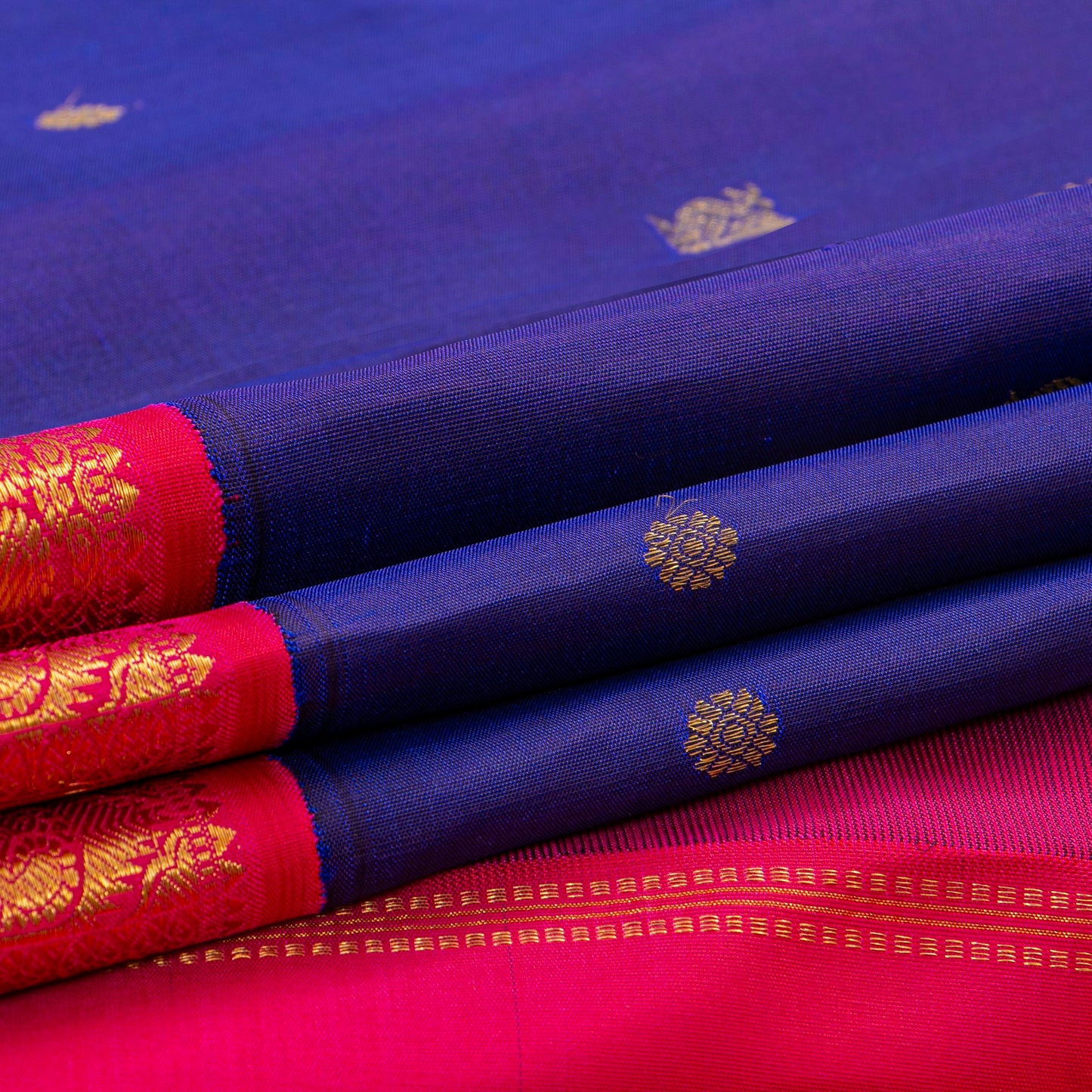 Blue And Pink Kanchipuram Silk Saree For Wedding Wear PV NYC 1849 - Silk Sari - Panjavarnam PV NYC 1849