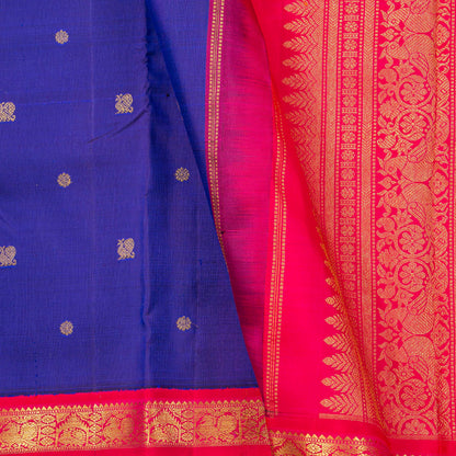 Blue And Pink Kanchipuram Silk Saree For Wedding Wear PV NYC 1849 - Silk Sari - Panjavarnam PV NYC 1849