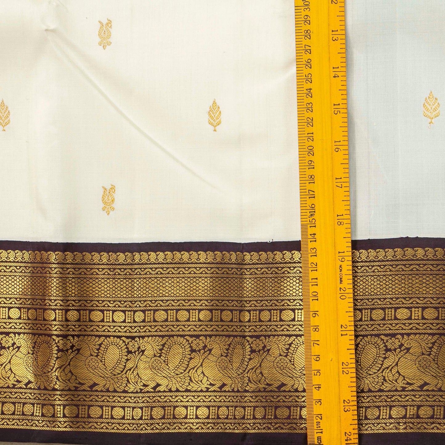 White And Purple Kanchipuram Silk Saree With Korvai Border For Festive Wear PV NYC 1749 - Silk Sari - Panjavarnam PV NYC 1749