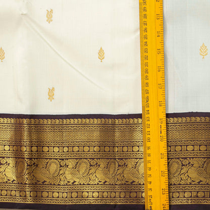 White And Purple Kanchipuram Silk Saree With Korvai Border For Festive Wear PV NYC 1749 - Silk Sari - Panjavarnam PV NYC 1749