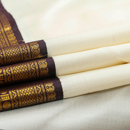 White And Purple Kanchipuram Silk Saree With Korvai Border For Festive Wear PV NYC 1749 - Silk Sari - Panjavarnam PV NYC 1749