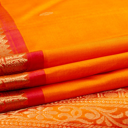 Orange And Red Kanchipuram Silk Saree For Festive Wear PV NYC 1814