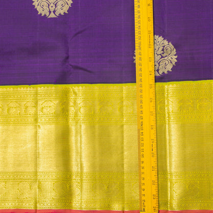 Purple And Light Green Kanchipuram Silk Saree For Bridal Wear PV NYC 1855