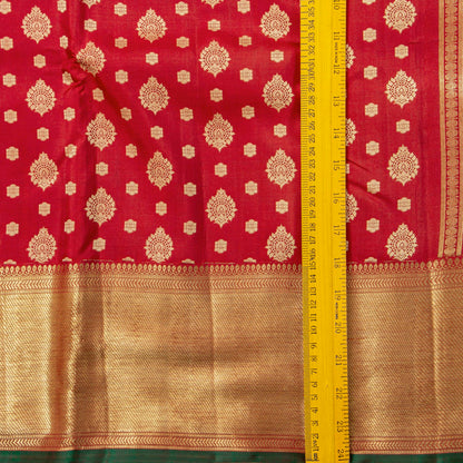 Red Kanchipuram Silk Saree For Wedding Wear PV NYC 1843