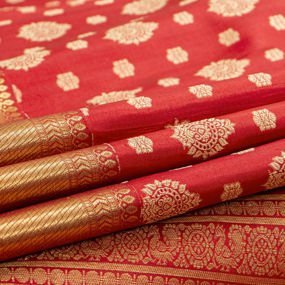 Red Kanchipuram Silk Saree For Wedding Wear PV NYC 1843