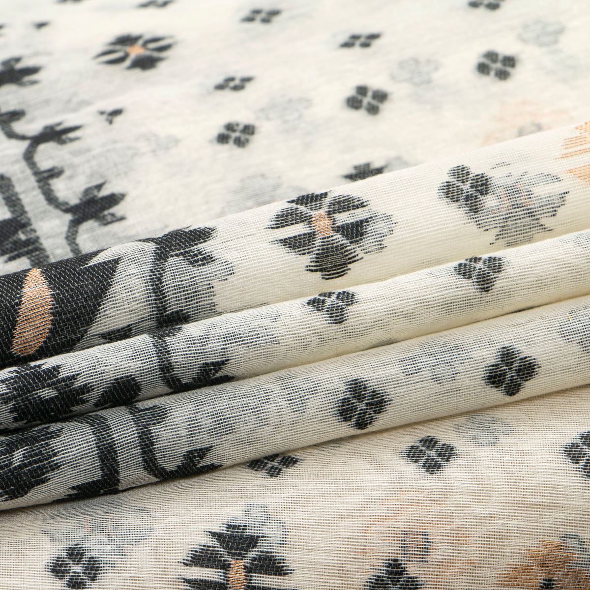 White And Black Dhakai Jamdani Muslin Silk Saree For Party Wear PV MJ 177