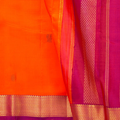 Orange And Magenta Kanchipuram Silk Saree With Arai Maadam Borders For Festive Wear PV NYC 1774