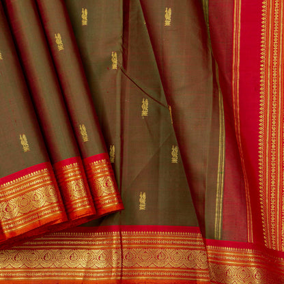 Maanthulir Green And Red Kanchipuram Silk Saree For Festive Wear PV NYC 1778