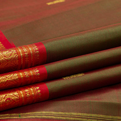 Maanthulir Green And Red Kanchipuram Silk Saree For Festive Wear PV NYC 1778