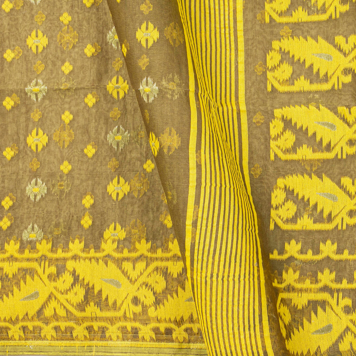 Green Dhakai Jamdani Muslin Silk Saree For Party Wear PV MJ 172