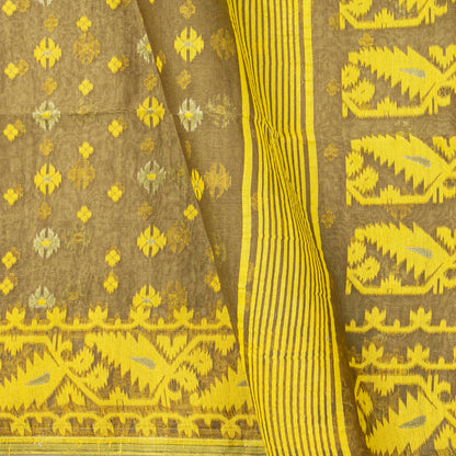 Green Dhakai Jamdani Muslin Silk Saree For Party Wear PV MJ 172