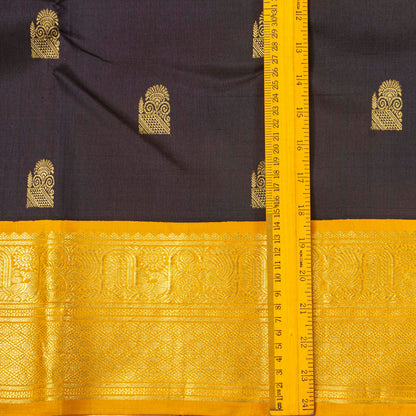 Brown And Yellow Kanchipuram Silk Saree For Festive Wear PV NYC 1844