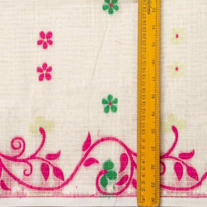 Off White Dhakai Jamdani Muslin Silk Saree For Party Wear PV MJ 168