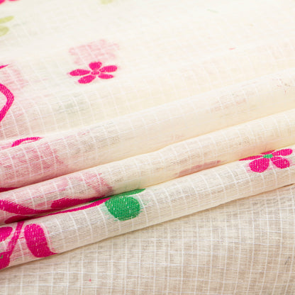 Off White Dhakai Jamdani Muslin Silk Saree For Party Wear PV MJ 168