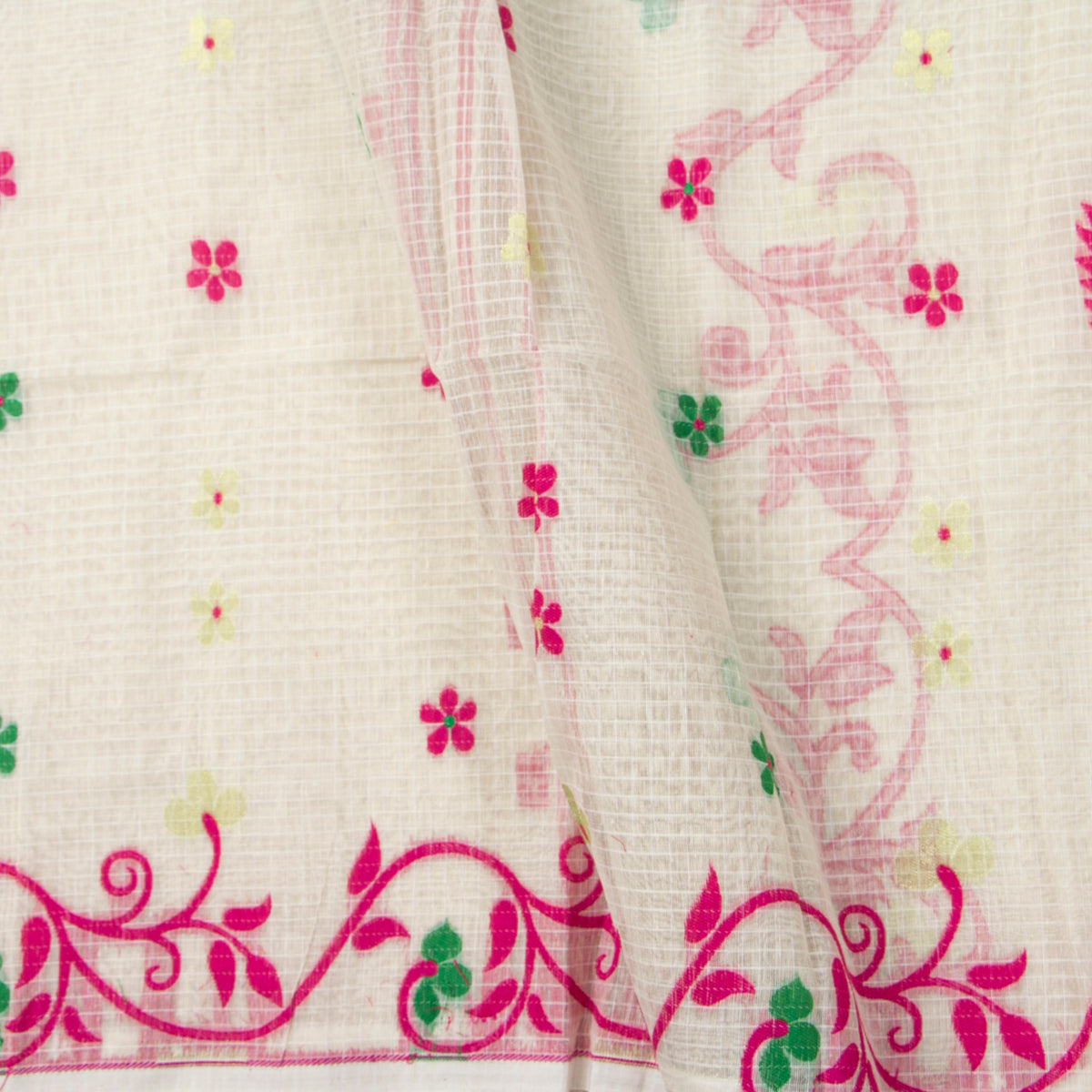 Off White Dhakai Jamdani Muslin Silk Saree For Party Wear PV MJ 168