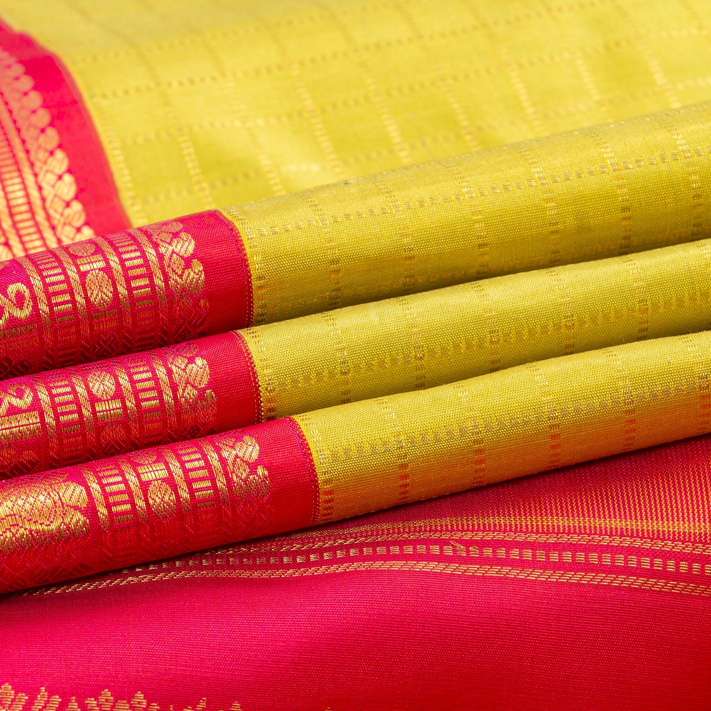 Green And Pink Kanchipuram Silk Saree For Wedding Wear PV NYC 1785