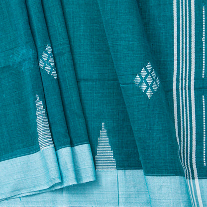 Blue Dhakai Jamdani Muslin Silk Saree For Party Wear PV MJ 169