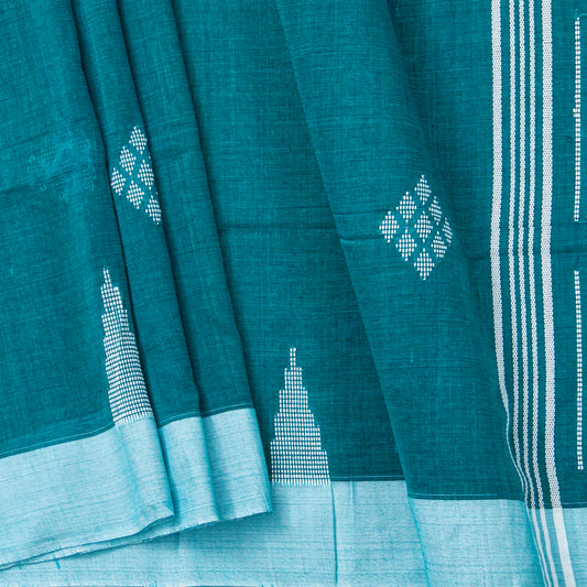 Blue Dhakai Jamdani Muslin Silk Saree For Party Wear PV MJ 169