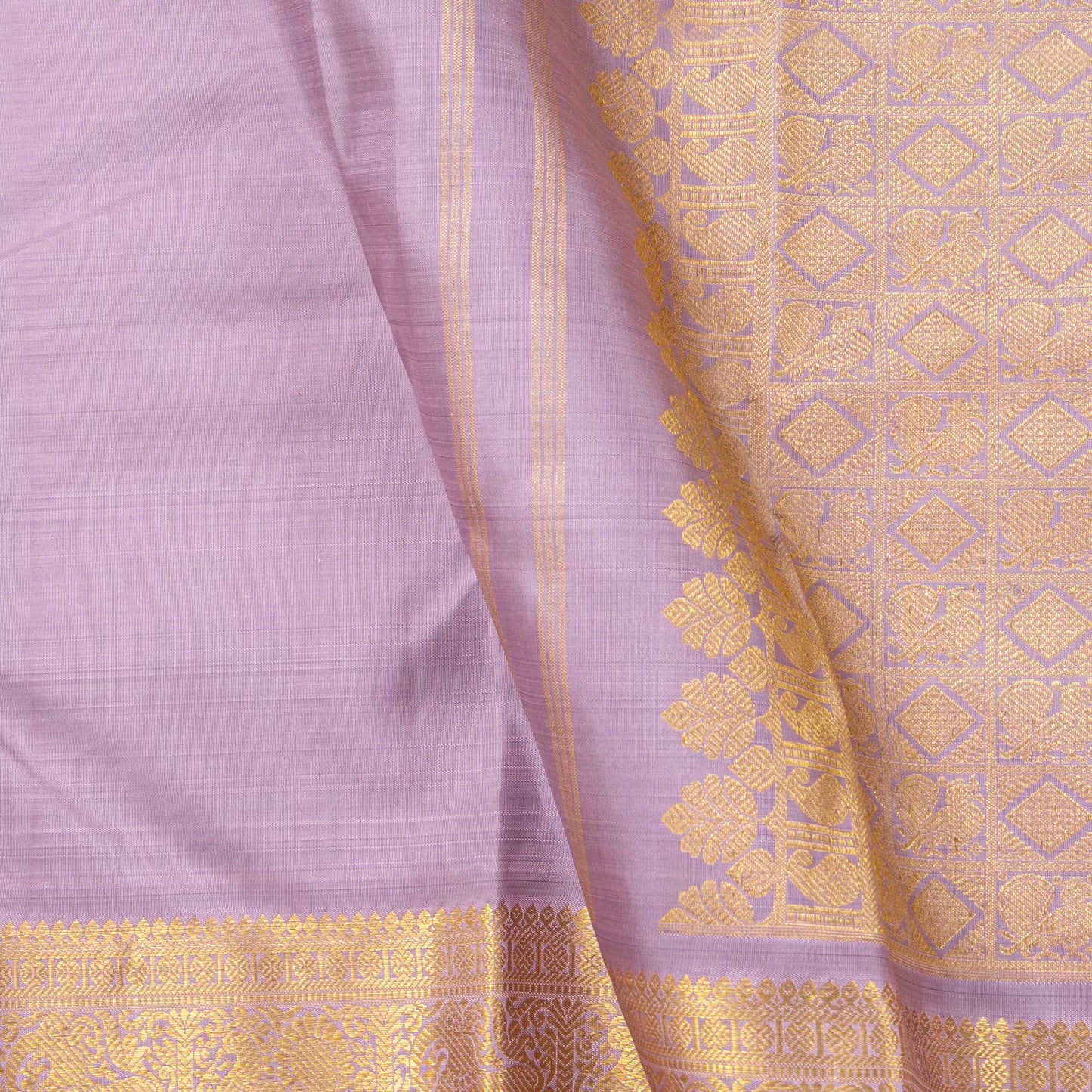 Lilac Kanchipuram Silk Saree For Wedding Wear PV NYC 1841