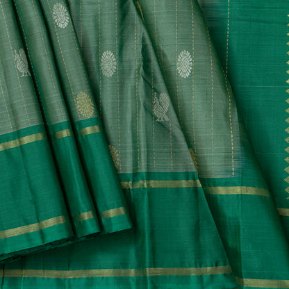 Sage Green Kanchipuram Silk Saree For Festive Wear PV NYC 1871