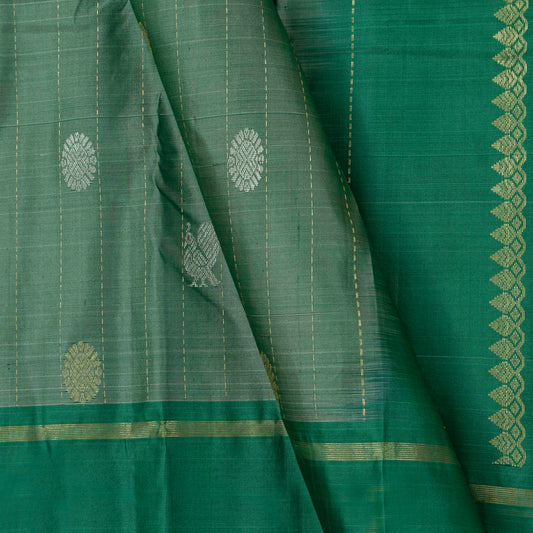 Sage Green Kanchipuram Silk Saree For Festive Wear PV NYC 1871
