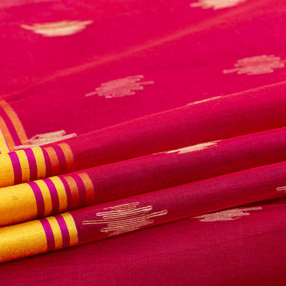 Red Dhakai Jamdhani Muslin Silk Saree With Tissue Zari PV MJ 182