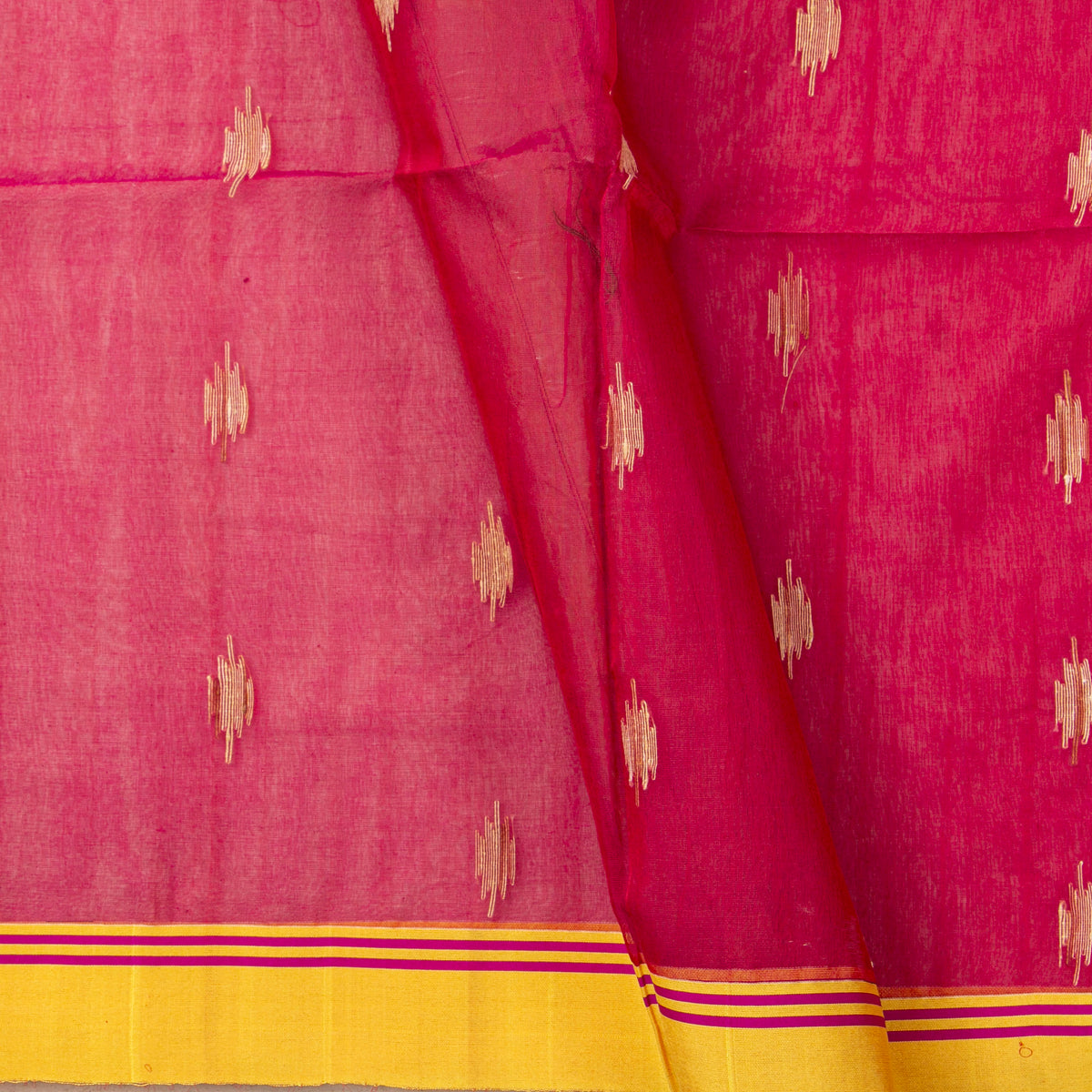 Red Dhakai Jamdhani Muslin Silk Saree With Tissue Zari PV MJ 182
