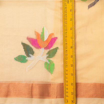 Peach Dhakai Jamdani Muslin Silk Saree For Party Wear PV MJ 181