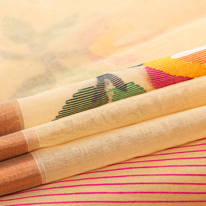 Peach Dhakai Jamdani Muslin Silk Saree For Party Wear PV MJ 181